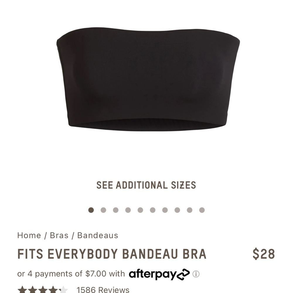 SKIMS NWT Bandeau Bra ONYX/BLACK XXS